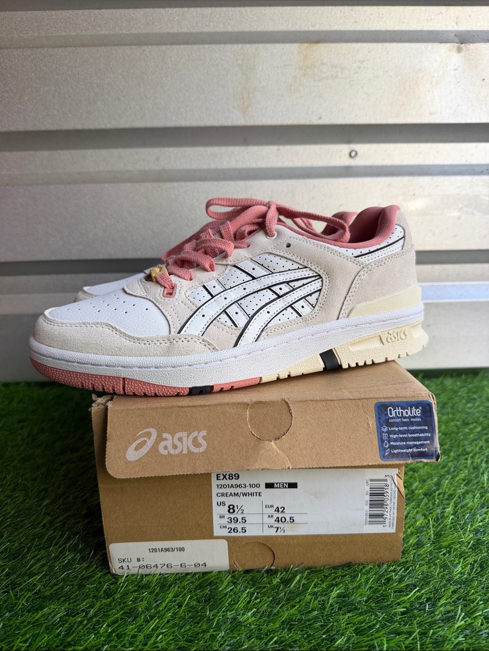 Asics Cream and Pink Men's Low-Top Sneakers